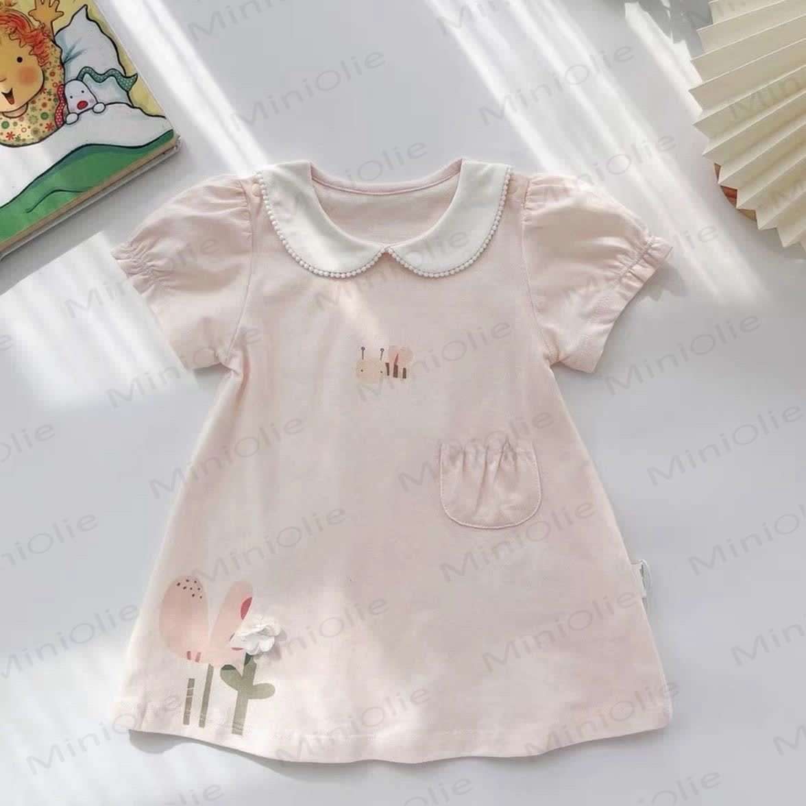ベビーガールズ用コットン製ピーターパンカラー花柄または蜂柄Dress - ピンクの蜂 - 3～4歳 - image 3