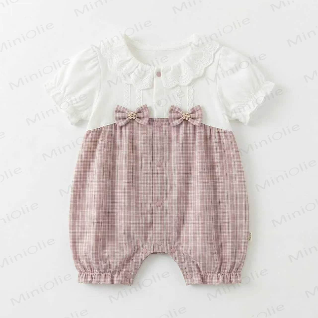 ベビー用リボンチェックロンパース - ピンク - 18～24ヶ月 - image 2