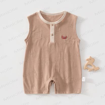 ベビーコットンクラブ柄ノースリーブロンパース - 茶色 - 2～3歳 - image 5