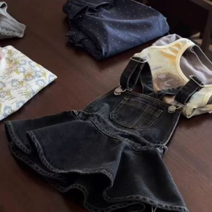 幼児用女の子向けダークウォッシュデニムDress＆ショートパンツセット - ネイビーDress - 10-11歳 - image 1