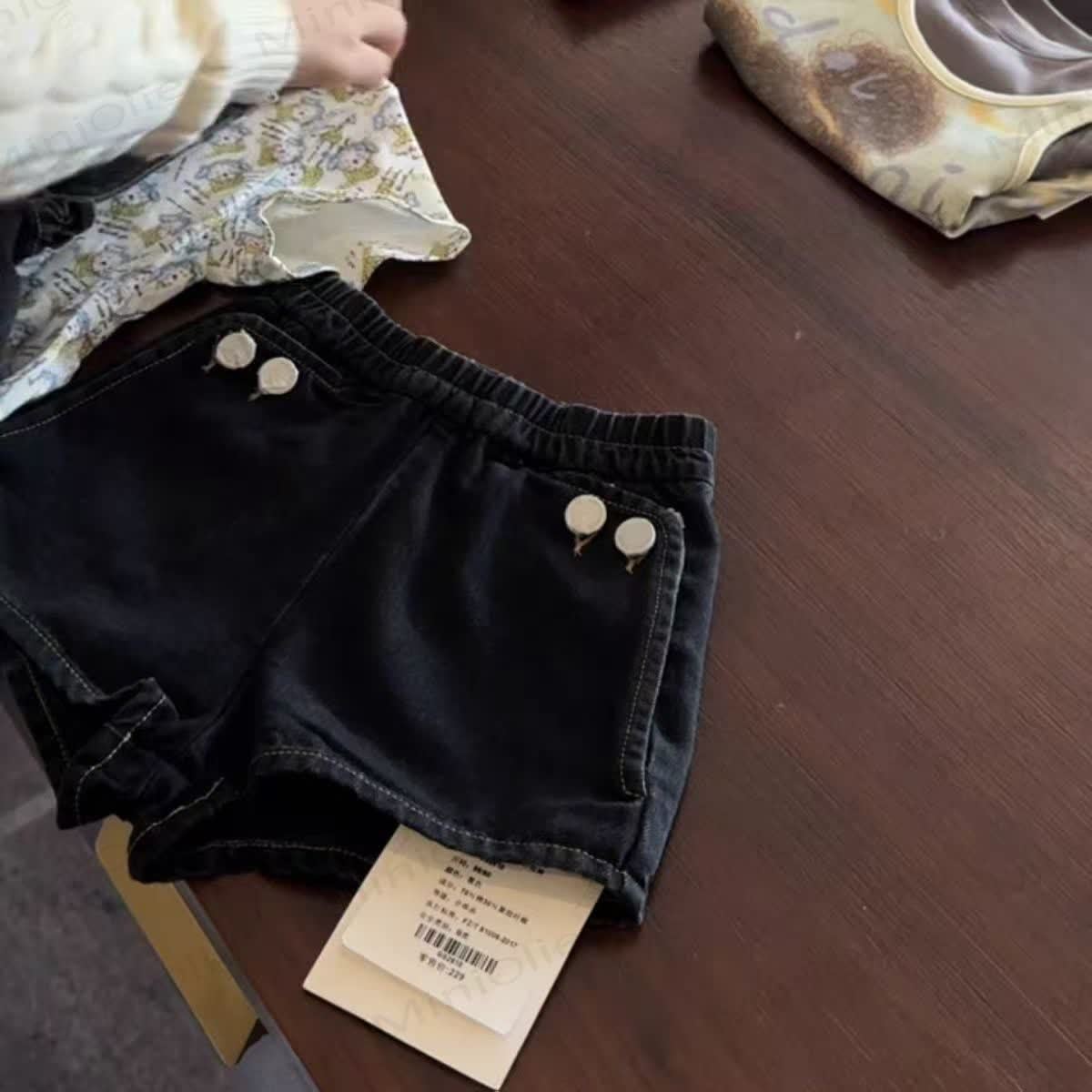 幼児用女の子向けダークウォッシュデニムDress＆ショートパンツセット - ネイビーのショートパンツ - 10-11歳 - image 3