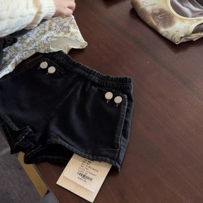 幼児用女の子向けダークウォッシュデニムDress＆ショートパンツセット - ネイビーのショートパンツ - 10-11歳 - image 3