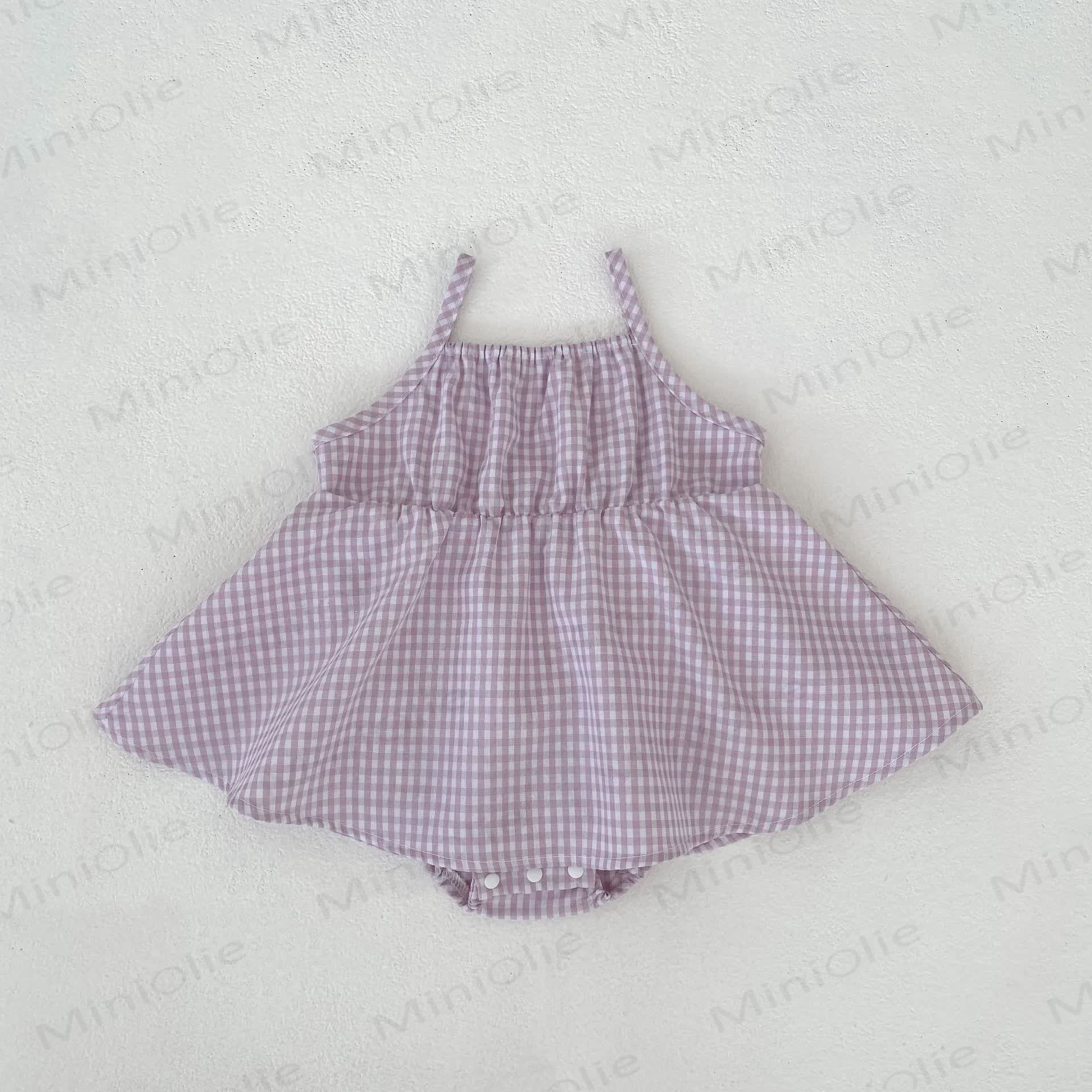 ベビーガールズ用ギンガムチェック柄ノースリーブDressまたは帽子 - 紫色のDress - 2～3歳 - image 2