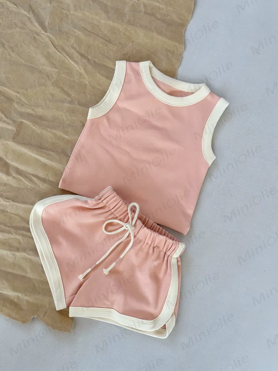 ベビー・幼児用女の子向け無地ノースリーブセット - ピンク - 4～5歳 - image 5