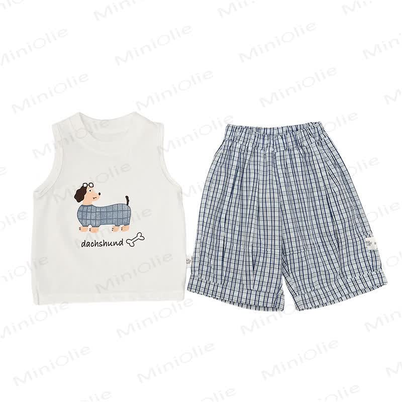 ベビー・幼児用ダックスフンド柄タンクトップまたはチェック柄ショートパンツ - image 4