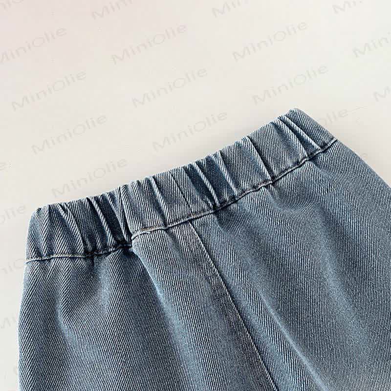 幼児男の子用無地ウォッシュドデニムパンツ - image 5