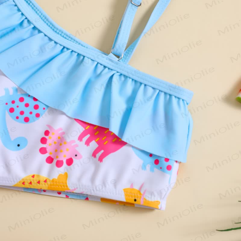 幼児用女の子向け恐竜柄フリル付きツーピース水着 - image 2