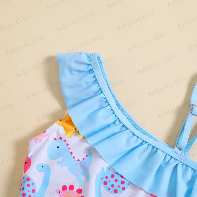 幼児用女の子向け恐竜柄フリル付きツーピース水着 - image 4