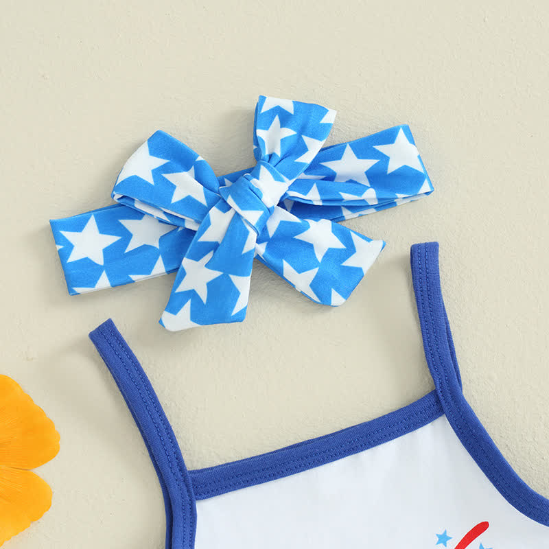 MY 1ST FOURTH OF JULY/LITTLE FIRECRACKERベビーストラップボディスーツとストライプショーツの2点セット（ヘッドバンド付き） - image 5