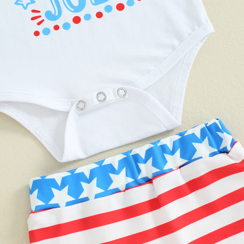 MY 1ST FOURTH OF JULY/LITTLE FIRECRACKERベビーストラップボディスーツとストライプショーツの2点セット（ヘッドバンド付き） - image 7
