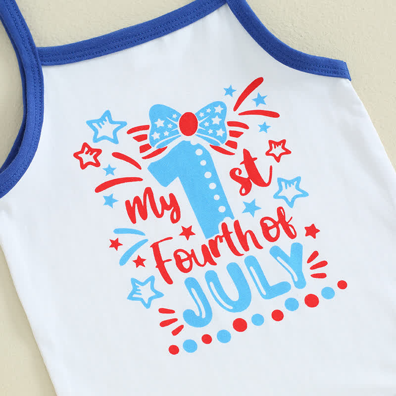 MY 1ST FOURTH OF JULY/LITTLE FIRECRACKERベビーストラップボディスーツとストライプショーツの2点セット（ヘッドバンド付き） - image 6