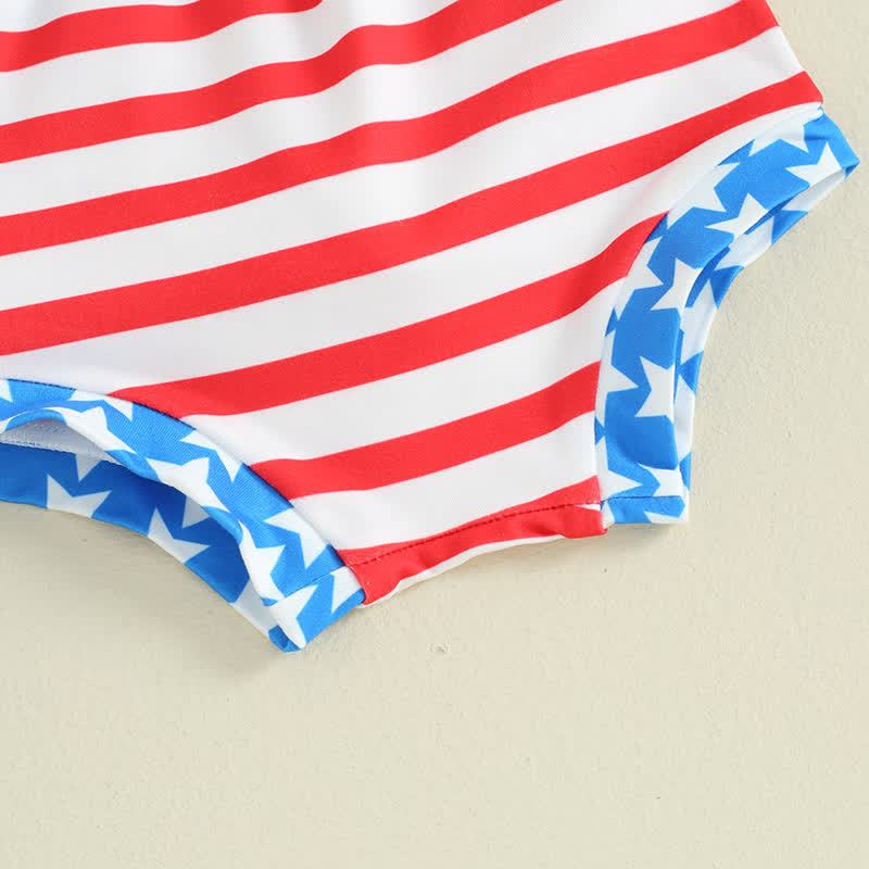 MY 1ST FOURTH OF JULY/LITTLE FIRECRACKERベビーストラップボディスーツとストライプショーツの2点セット（ヘッドバンド付き） - image 8