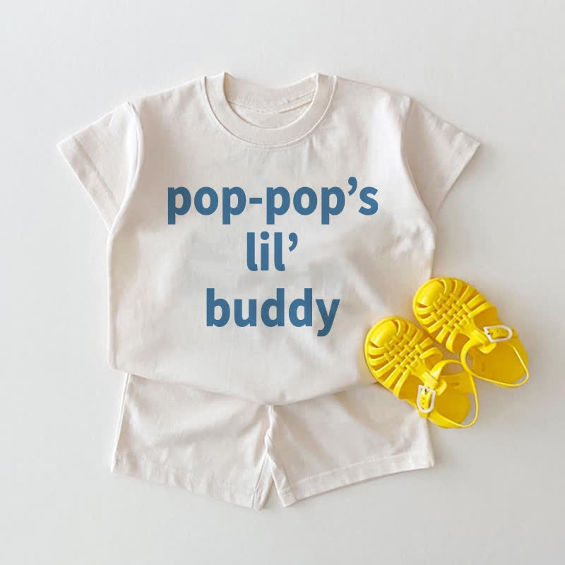 ポップポップのリル・バディ ベビー用ホワイトTシャツ＆ショートパンツ 2点セット - 白 - 18～24ヶ月 - image 1