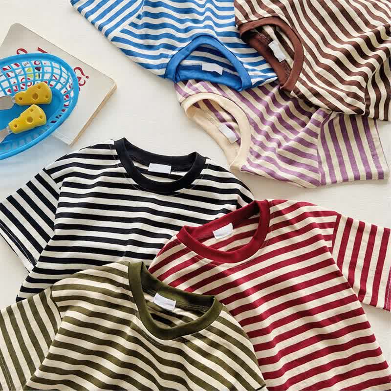 幼児用ストライプ柄クルーネックサマーTシャツ - image 1