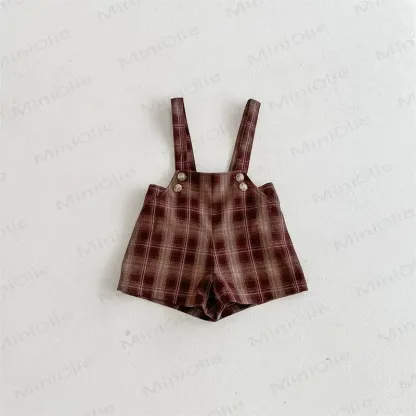 幼児男の子用ヴィンテージチェック柄オーバーオール - 茶色 - 4～5歳 - image 2