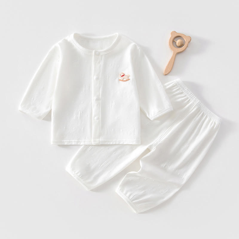 ベビー・幼児用 無地 馬柄 長袖セット - 白 - 2～3歳 - image 2