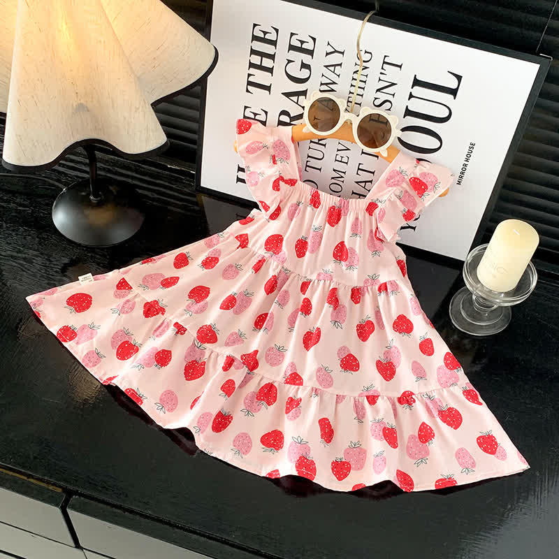 幼児用女の子フリル袖Dress - ピンクストロベリー - 10-11歳 - image 5
