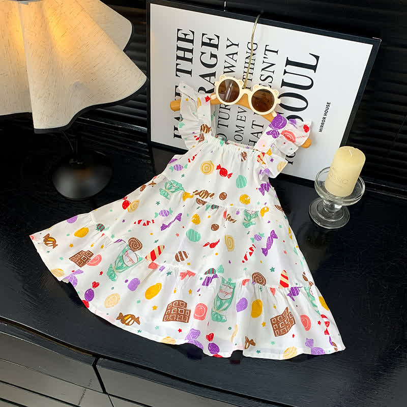 幼児用女の子フリル袖Dress - ホワイトキャンディ - 10-11歳 - image 25