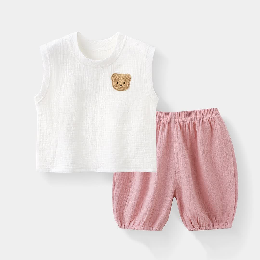 ベビー幼児用クマ柄ノースリーブセット - ピンク - 4～5歳 - image 2