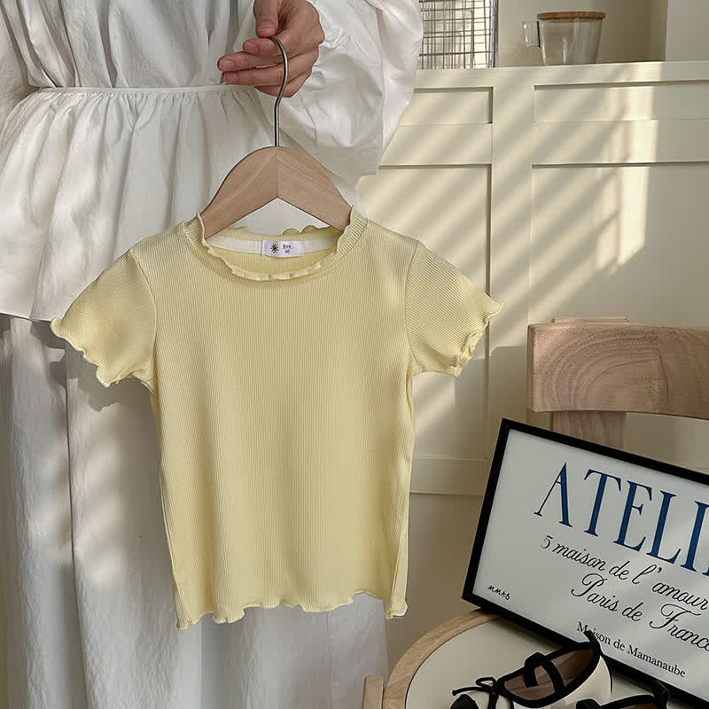 幼児用女の子無地リブ編みTシャツ - 黄色 - 8-9T - image 6