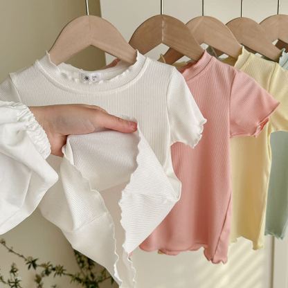 幼児用女の子無地リブ編みTシャツ - image 13