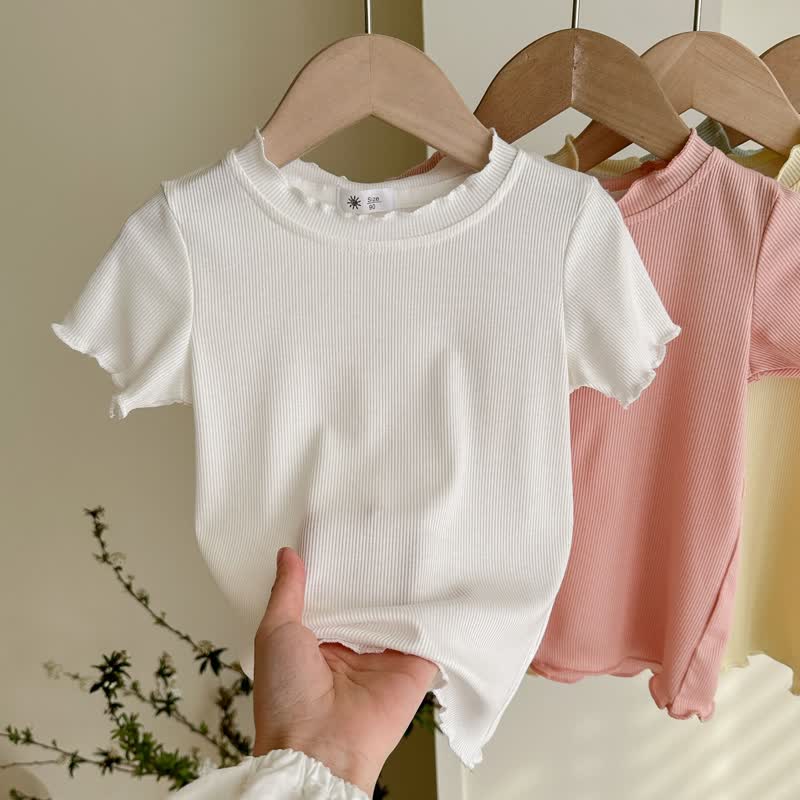 幼児用女の子無地リブ編みTシャツ - image 10