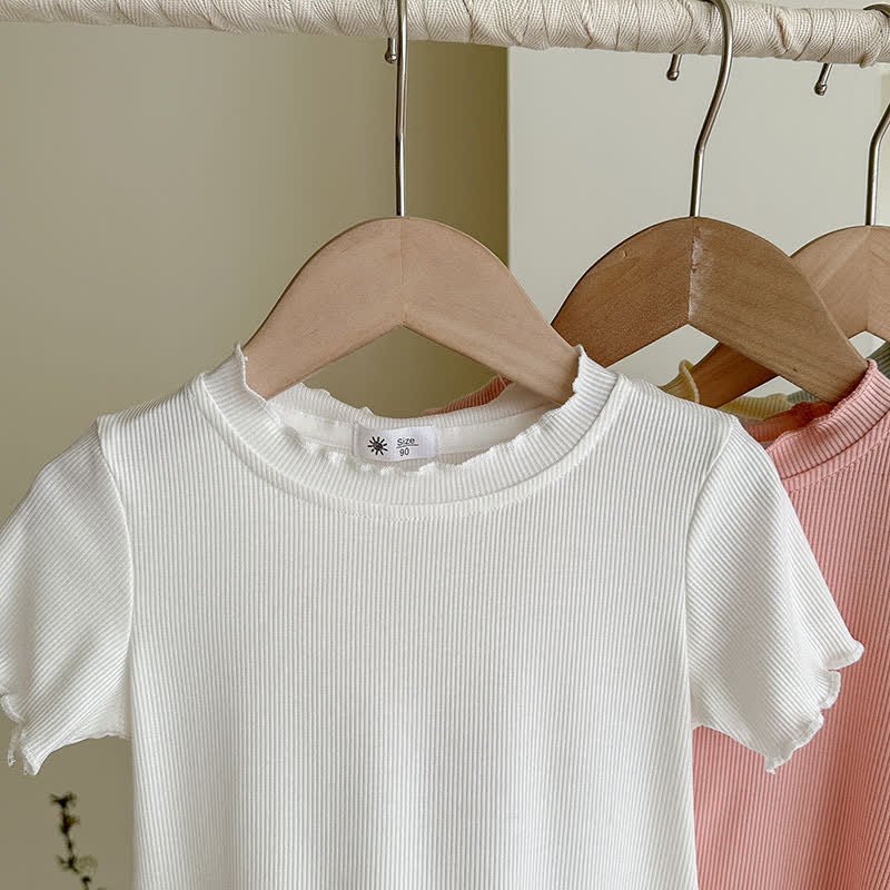 幼児用女の子無地リブ編みTシャツ - image 11