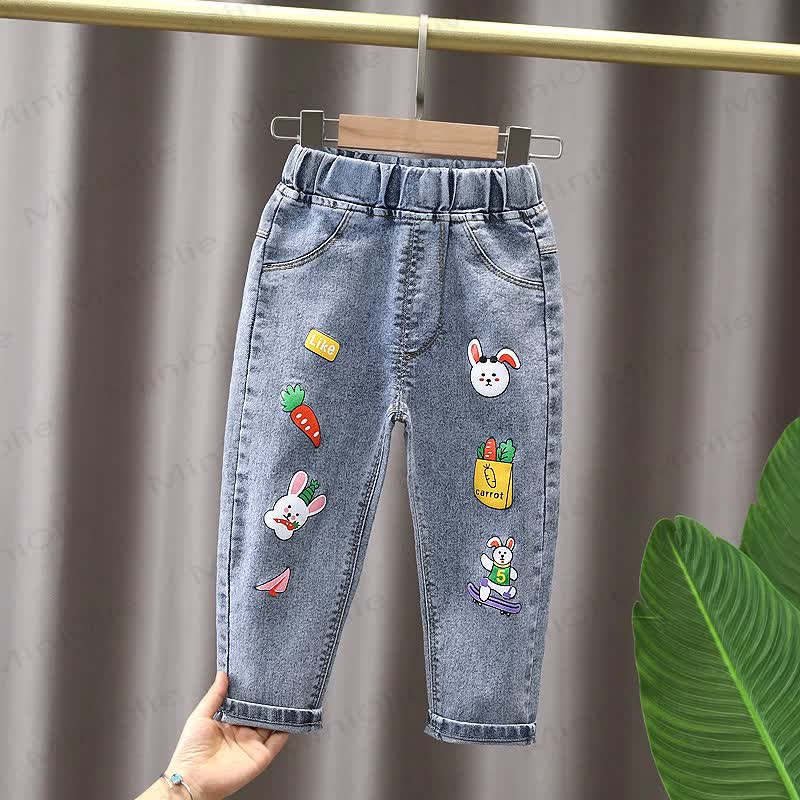 ベビーガールズ用刺繍入りデニムジョガーパンツ - ブルーキャロット - 4～5歳 - image 4