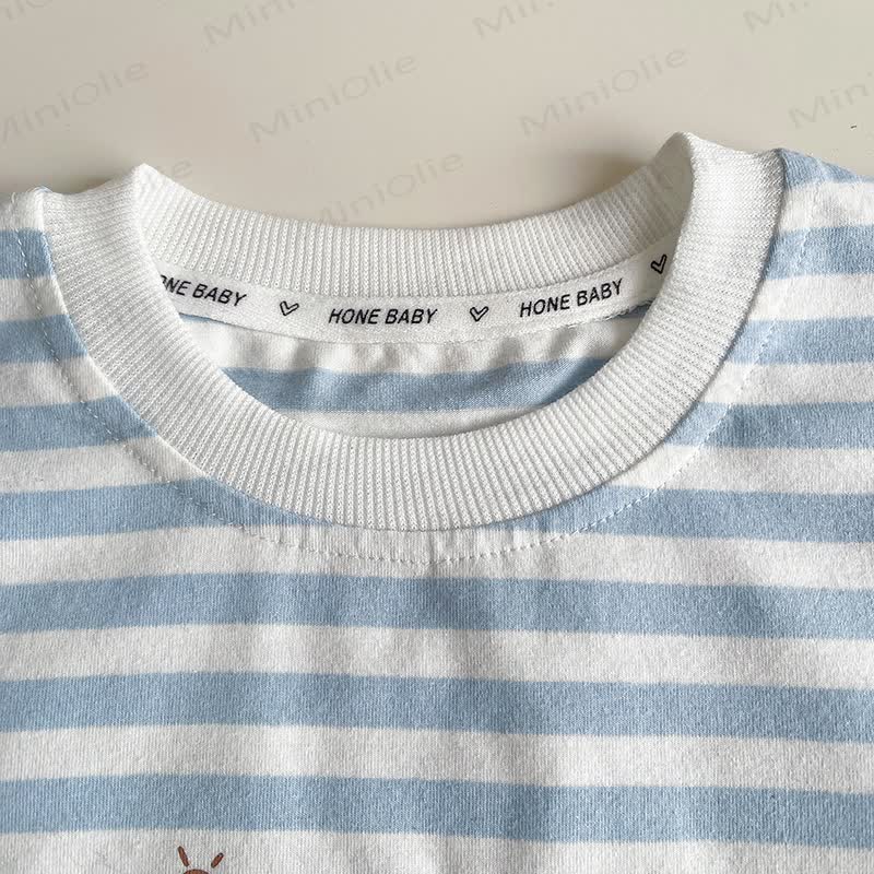 幼児用ストライプTシャツとデニムショートパンツの2点セット - image 4