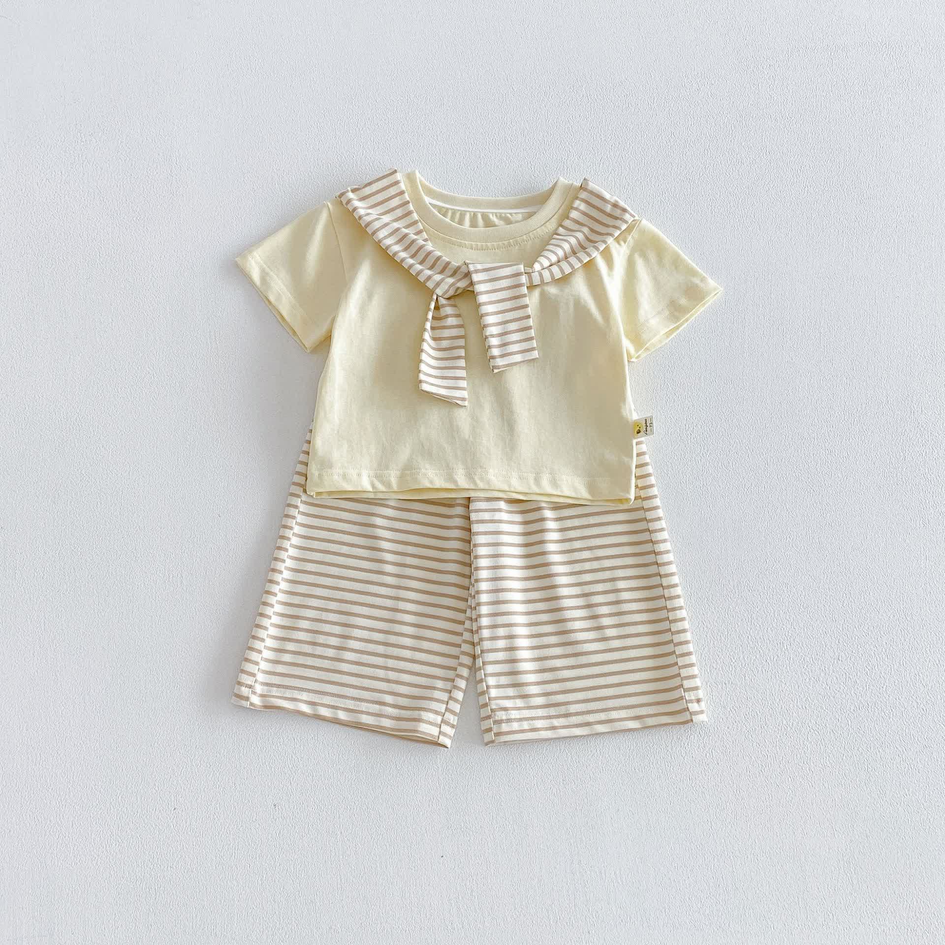 ベビー・幼児用ストライプ柄半袖セット - 黄色 - 3～4歳 - image 3