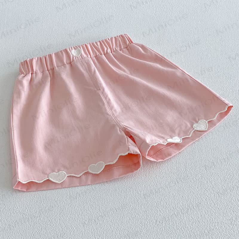 幼児用女の子向け無地ハートトリムラウンジショーツ - image 5