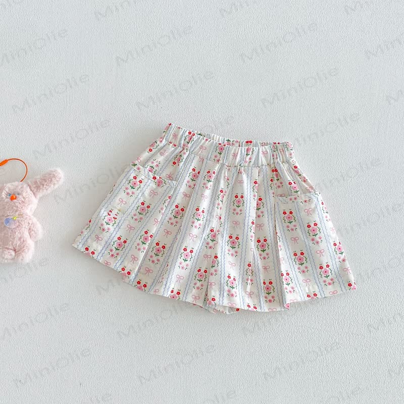ベビー・幼児用女の子向けストライプ柄花柄ショートパンツ - ホワイトフローラル - 4～5歳 - image 3