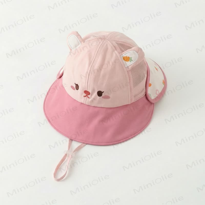 赤ちゃん動物用日よけ帽子 - ピンクのうさぎ - 8ヶ月～3歳 - image 3