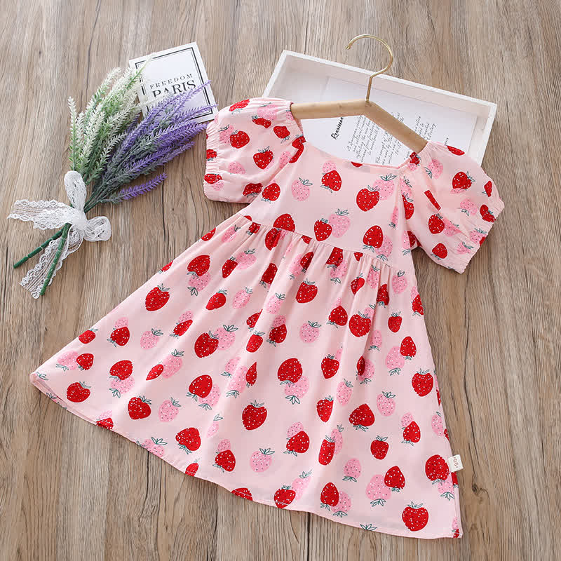 幼児用女の子向け全面プリント半袖Dress - 赤いイチゴ - 10-11歳 - image 5