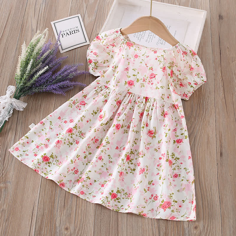 幼児用女の子向け全面プリント半袖Dress - ピンクのバラ - 10-11歳 - image 7