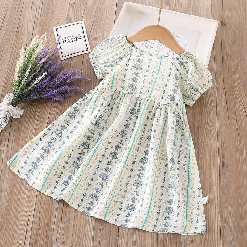 幼児用女の子向け全面プリント半袖Dress - ブルーストライプフローラル - 10-11歳 - image 19
