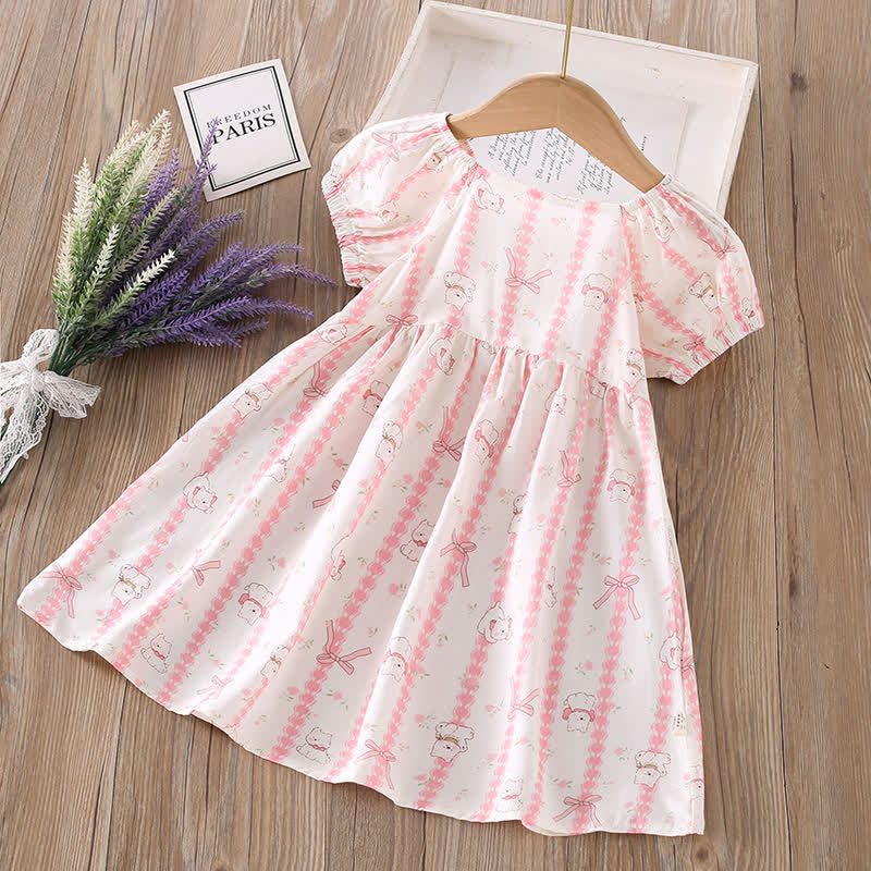 幼児用女の子向け全面プリント半袖Dress - ピンクのクマ - 10-11歳 - image 21