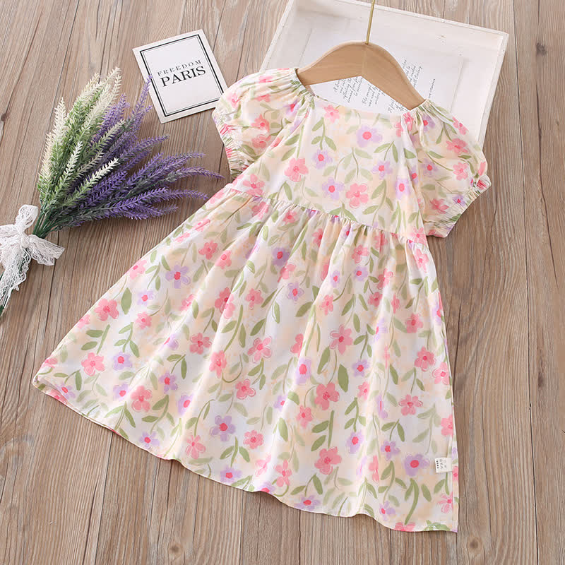 幼児用女の子向け全面プリント半袖Dress - ピンクの花 - 10-11歳 - image 23
