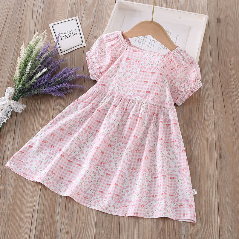 幼児用女の子向け全面プリント半袖Dress - ピンクのチェック柄 - 10-11歳 - image 24