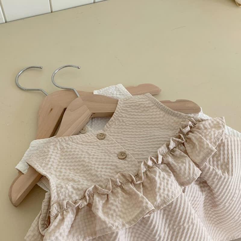 幼児用女の子向け無地フリルノースリーブDress - image 6