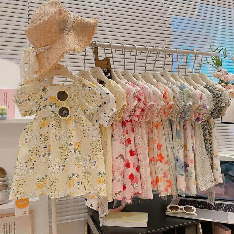 幼児用女の子向け全面プリント半袖Dress - image 1
