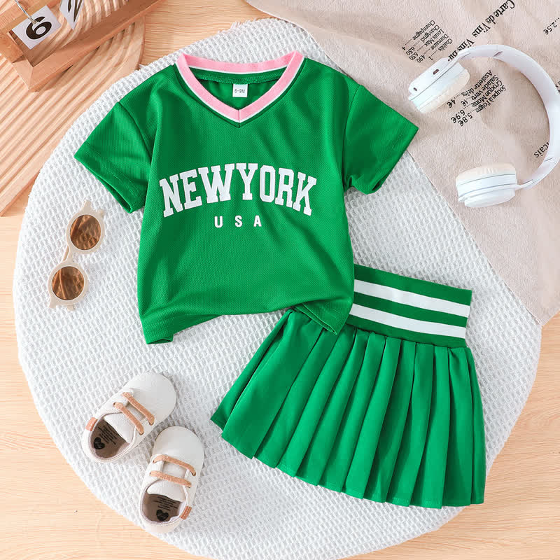 NEWYORK USAベビーガール用トップス＆スカート ツーピース スポーティーセット - 緑 - 2-3Y - image 1