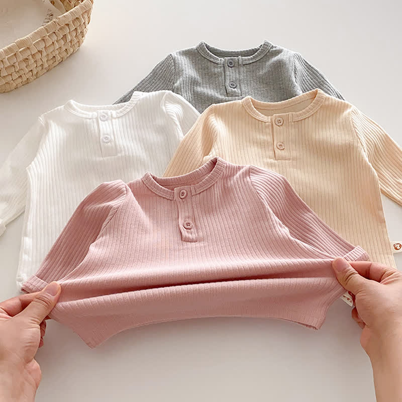 ベビー用無地リブ編み長袖Tシャツ - image 11