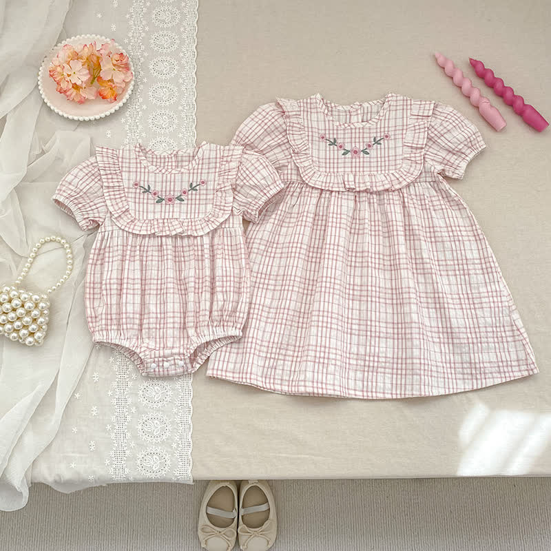ベビーガール用ピンクギンガムチェック柄Dress／ボディスーツ - image 1