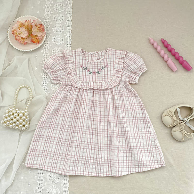 ベビーガール用ピンクギンガムチェック柄Dress／ボディスーツ - Dress - 6～7歳 - image 2