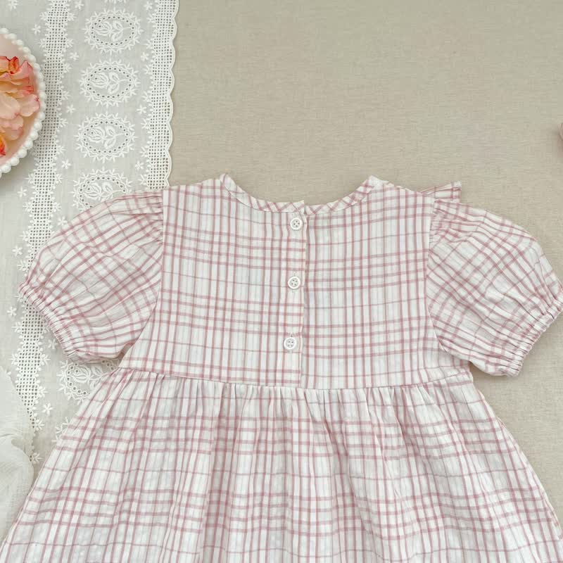 ベビーガール用ピンクギンガムチェック柄Dress／ボディスーツ - image 7