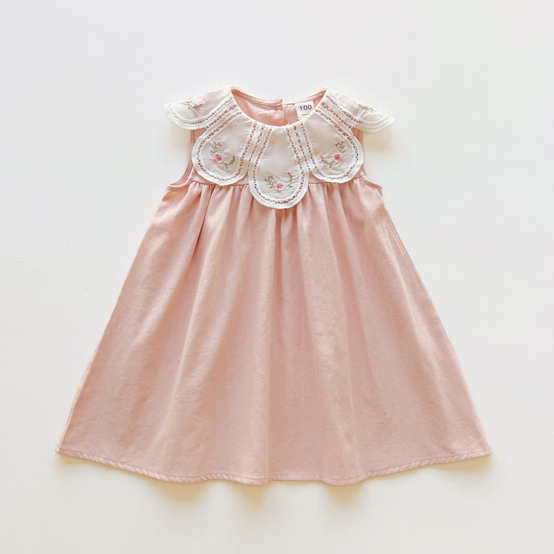 幼児用女の子向け花柄刺繍入りノースリーブDress - ピンク - 8-9T - image 2