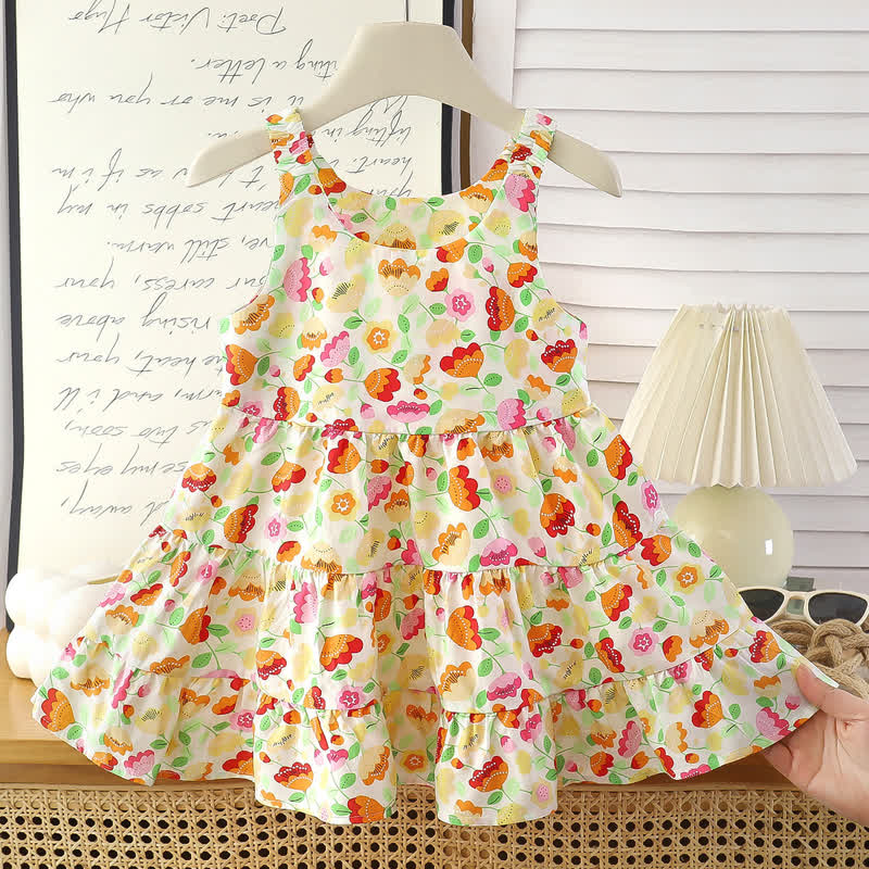 幼児用女の子向け花柄ノースリーブサマーDress - 黄色 - 10-11歳 - image 4
