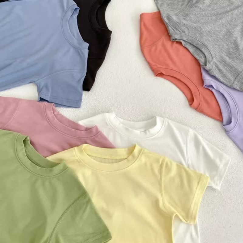 幼児用無地クルーネックカジュアルTシャツ - image 14