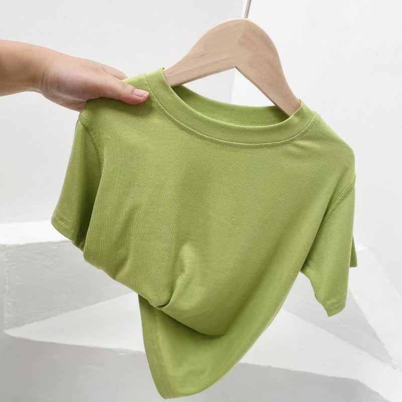 幼児用無地クルーネックカジュアルTシャツ - 緑 - 10-11歳 - image 5